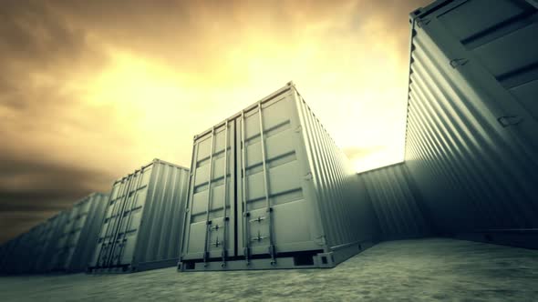 Endless animation of the closed gray cargo containers array. Loopable. HD alt