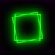 Green Neon Light Square Spinning Animated On Black Background