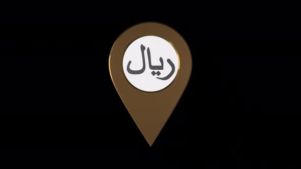 Qatari Riyal Currency Symbol In Pin Point With Alpha Channel  4K alt