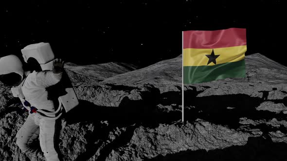 Astronaut Planting Ghana Flag on the Moon alt
