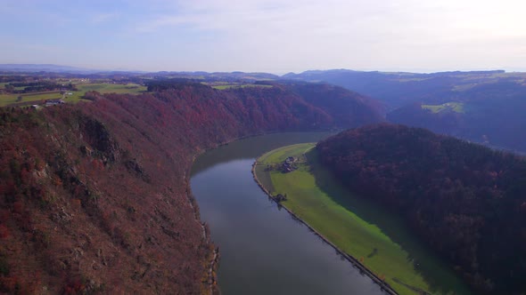 A Section of The Danube Loop in the Fall A Meandering Bend in the River alt
