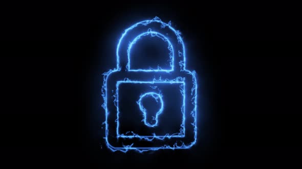 Blue Lock Icon Abstract Animation on a Black Background