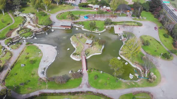 Japanese Garden of the Heart Park (La Serena city Chile) aerial view alt