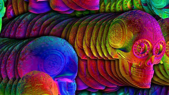 Rainbow skulls with echo effect
