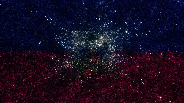 Haiti Flag With Abstract Particles