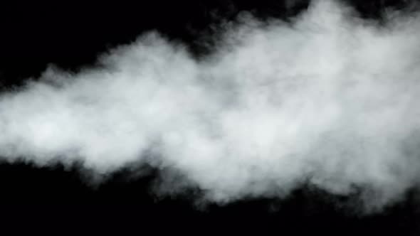 Water Vapor. White Jet of Vapour Steam Under Pressure on Black Background.  alt