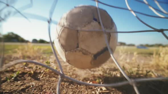 The Football Player Scores The Ball Into The Goal The Boy Kicks The Ball By Finevideo