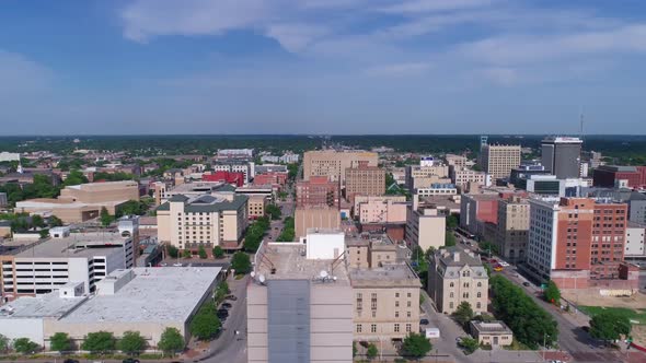 Aerial View of Downtown Lincoln Nebraska on Hot Summer Day, Stock Footage