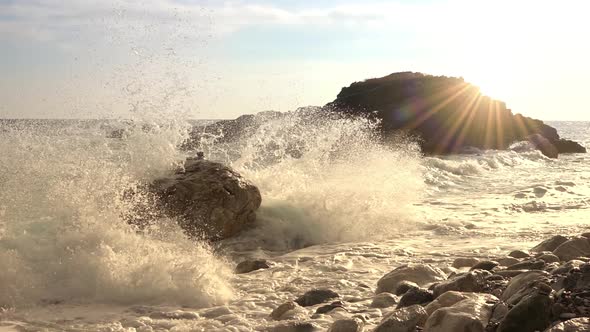 Surf on the Rocks and the Rays of the Sun
