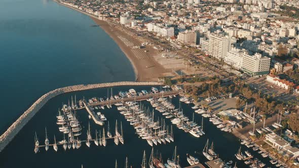 Aerial Yacht Parking in Bay Sea Near City alt