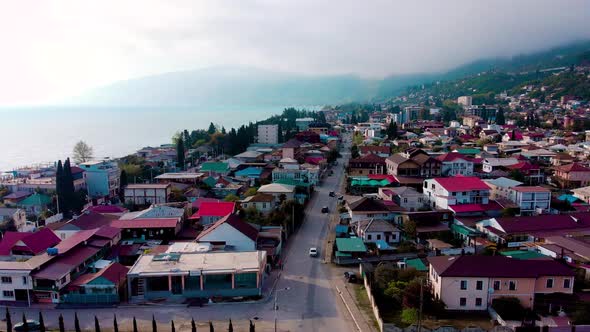 Aerial View of Gagra Town in Abkhazia