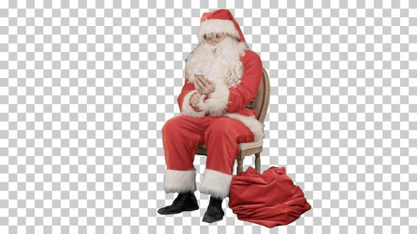 Santa laughing out loud as he talks on, Alpha Channel