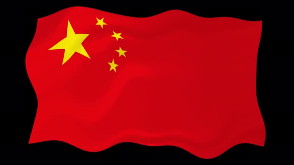 China Flag Waving Animated Black Background