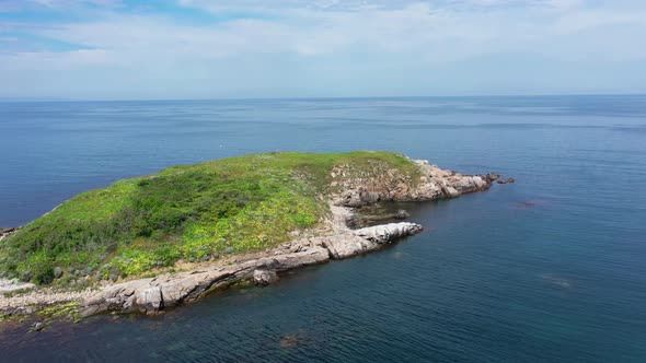 Aerial view to a island in sea