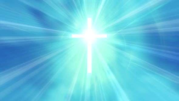 Holy Cross with Heavenly Light - Blue