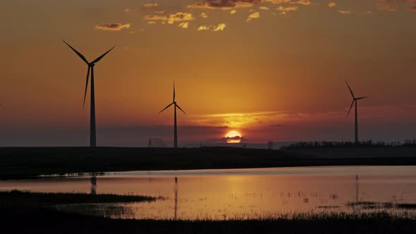 Windmills Turbines at Sunset alt
