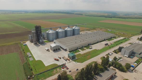 Aerial View of Agriculture Grain Silos Storage Tanks alt