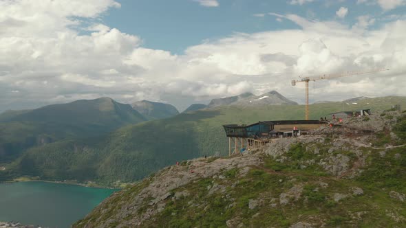 Scenic View Of Romsdal Fjord From Eggen Restaurant On Nesaksla Mountain 