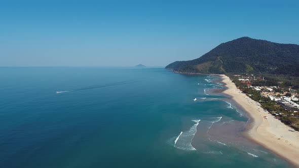 Maresias beach landmark travel destination in Brazil. alt