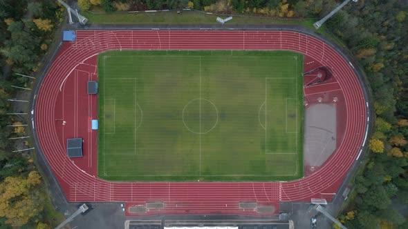 Aerial Top Down View of Soccer Field