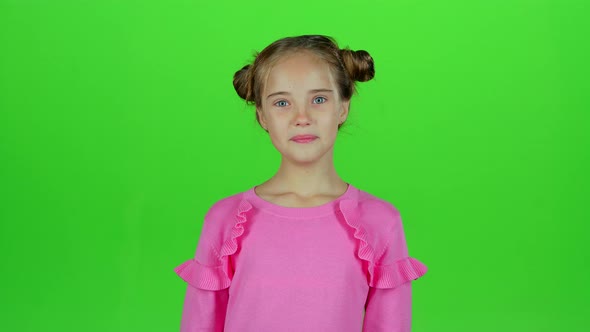 Baby Shows Different Emotions. Green Screen. Slow Motion alt