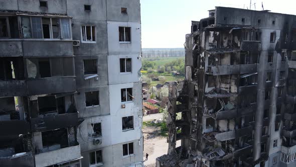 Consequences of the War  Ruined Residential Building in Borodyanka Ukraine alt