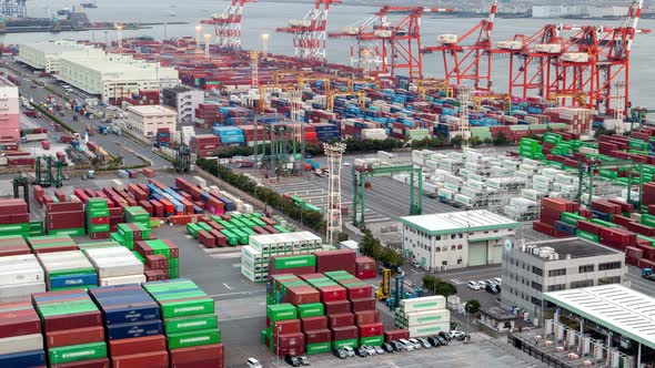 Tokyo Container Terminal Japan Time Lapse alt