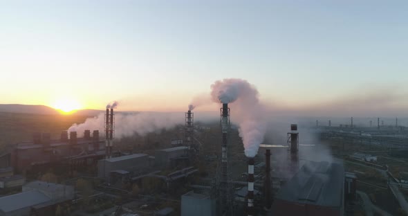 Clouds of Smoke Coming From the Chimneys of the Plant Air Pollution.  alt