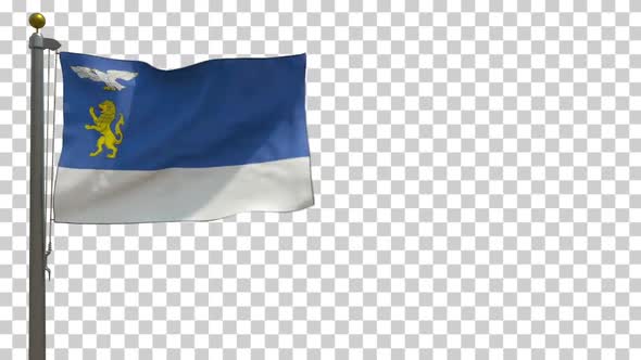 Belgorod City Flag (Russia) on Flagpole with Alpha Channel - 4K alt