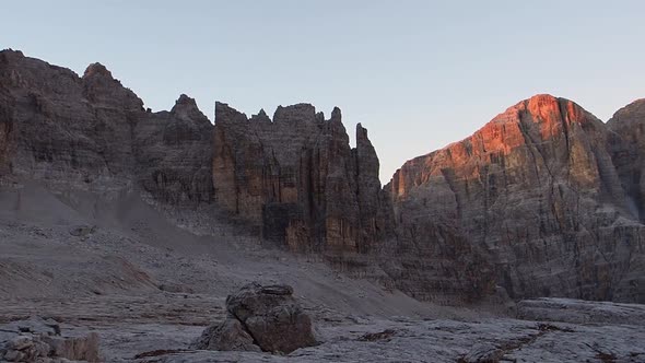 Brenta Dolomites in sunrise light, Italy, Europe