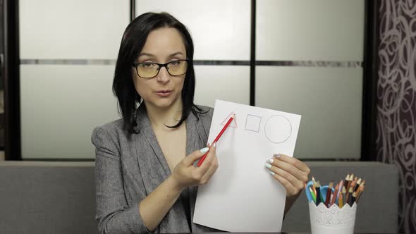 Woman Teacher Making Video Call. Distance Education with Childrens Class at Home alt