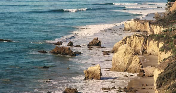 Deserted Wild El Matador Beach Malibu California Ocean Waves With Play Preview Video
