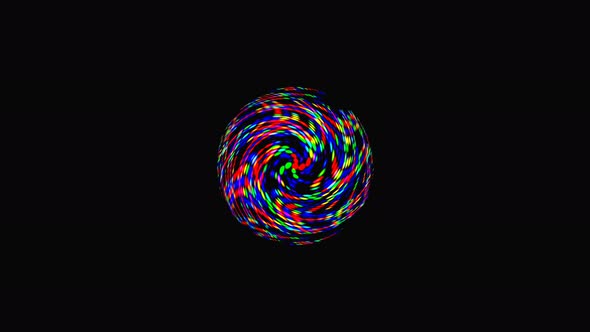 animated round shape of multicolor flashing lights, on a black background alt