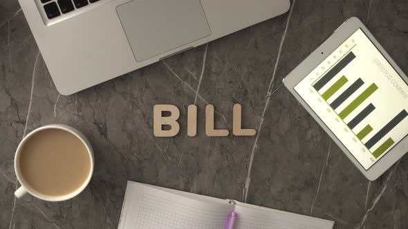 Bill Business Word Puts Letters On The Table