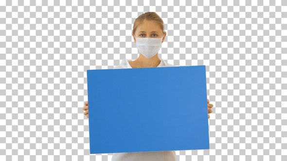 Beautiful businesswoman in protection, Alpha Channel alt