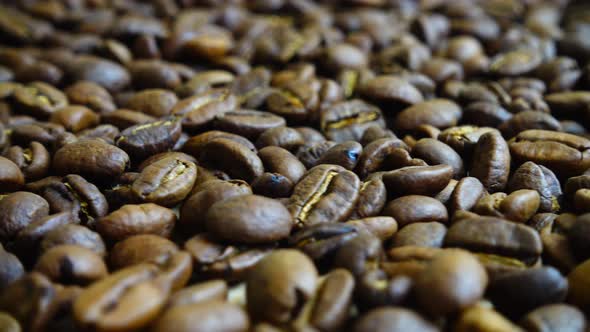 Rotating background from coffee beans. alt