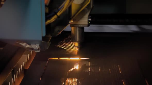 Automatic Cnc Laser Cutting Machine Working with Sheet Metal  Slow Motion alt