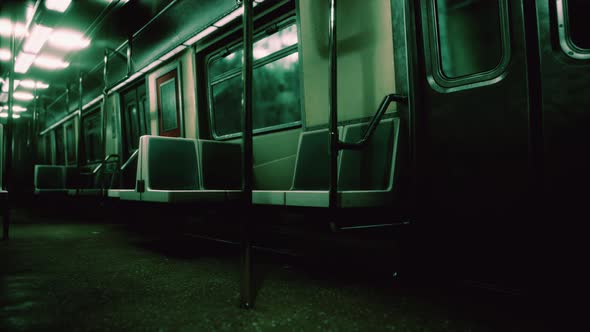 Subway Wagon is Empty Because of the Coronavirus Outbreak in the City alt