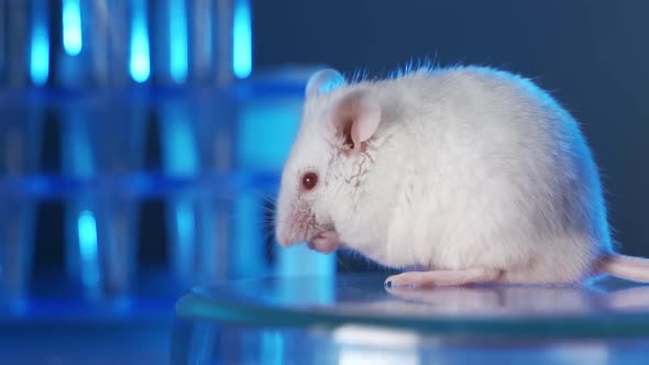 Medical Research Scientist Tests Vaccine Experimental Drug on a Laboratory Mouse alt