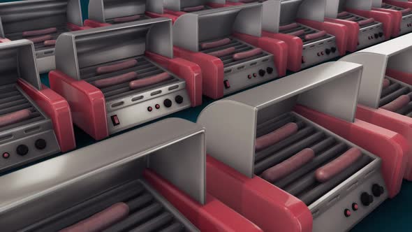 A Lot Of Hot Dog Roasters In A Row Hd alt