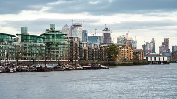 Luxury riverside apartment blocks of Cinnabar Wharf, Wapping, London, UK