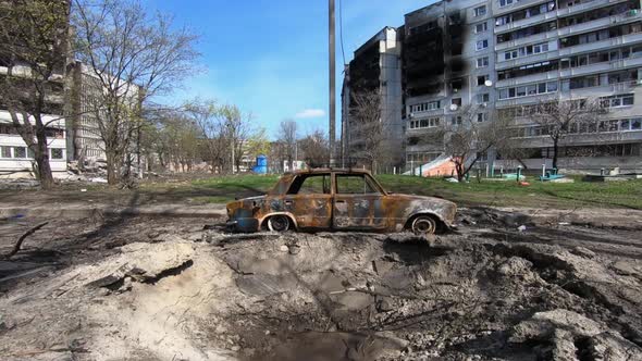 Consequences Of The Bombing In Ukraine. Real Footages Of Bombed City