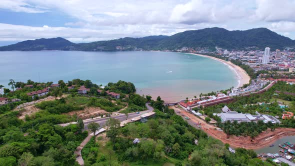 Phuket Patong beach Aerial view from drone camera, Beautiful patong beach Phuket Thailand Amazing alt