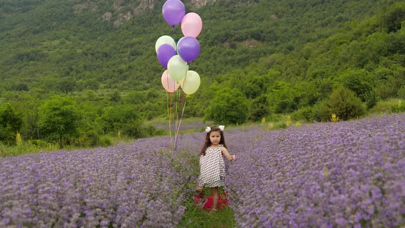 Kid with Balloons in Lavender