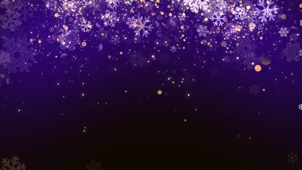 Christmas Violet Snowflake Background with Glitter Particles 