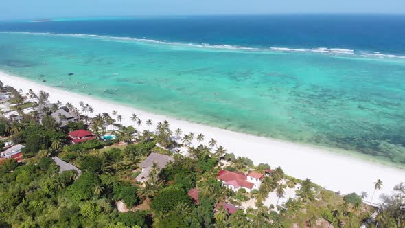 Ocean Coastline Barrier Reef By Beach Hotels at Low Tide Zanzibar Aerial View alt