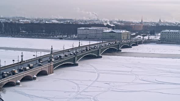 Iron Bridge Over the River in the City Center alt