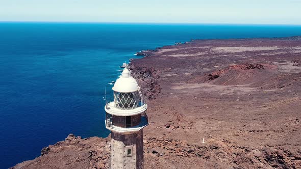Aerial View of Orchilla Lighthouse in El Hierro Island, Canary Islands, Spain. alt