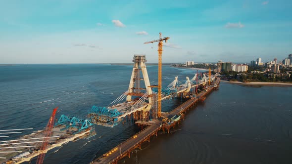 Aerial view of Tanzanite Bridge, Dar es salaam, Tanzania alt