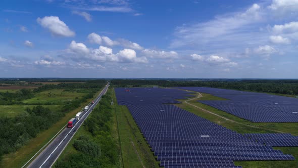 Solar Panel Green Factory Field Alternative Energy Aerial View